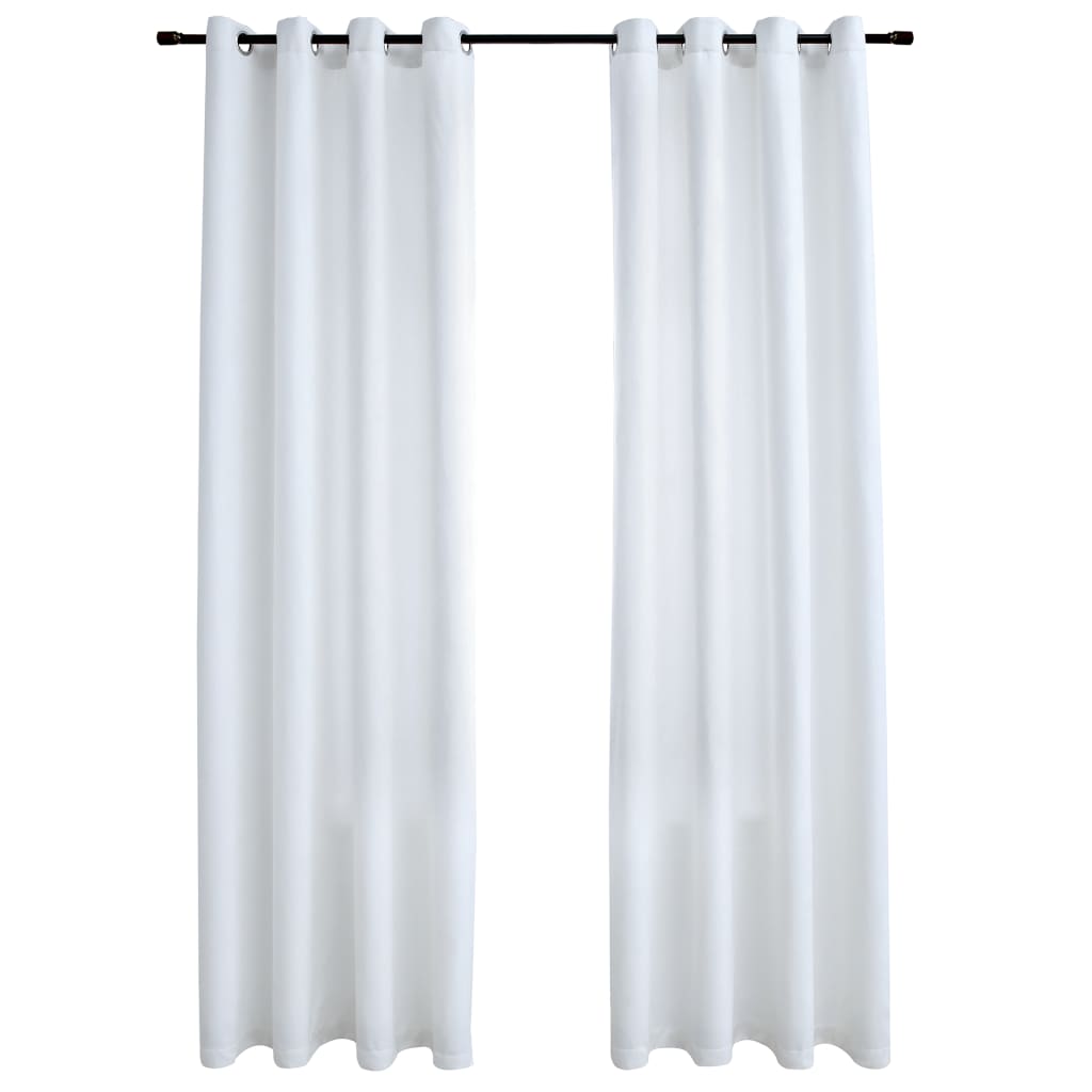 Gordijnen Verduisterend Met Ringen 2 St 140X175 Cm Gebroken Wit