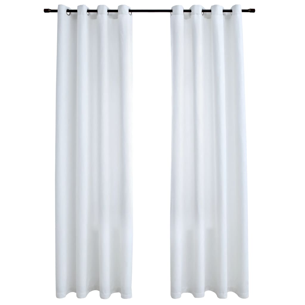 Gordijnen Verduisterend Met Ringen 2 St 140X225 Cm Gebroken Wit