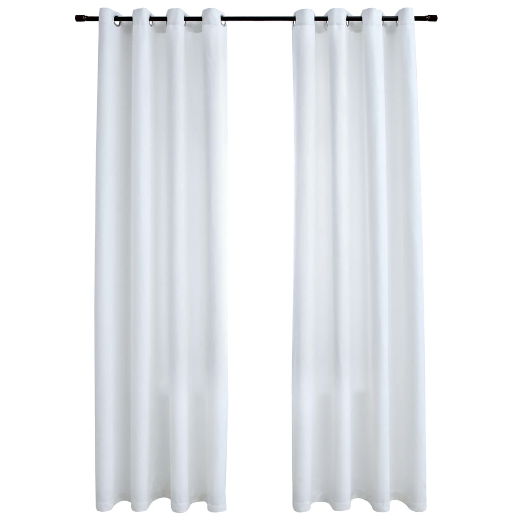 Gordijnen Verduisterend Met Ringen 2 St 140X245 Cm Gebroken Wit