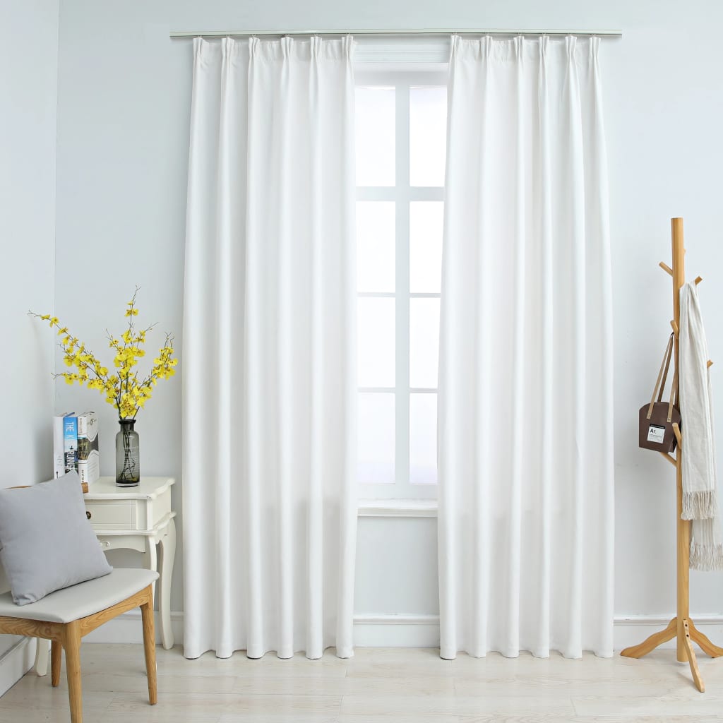 Gordijnen Verduisterend Met Haken 2 St 140X175 Cm Gebroken Wit