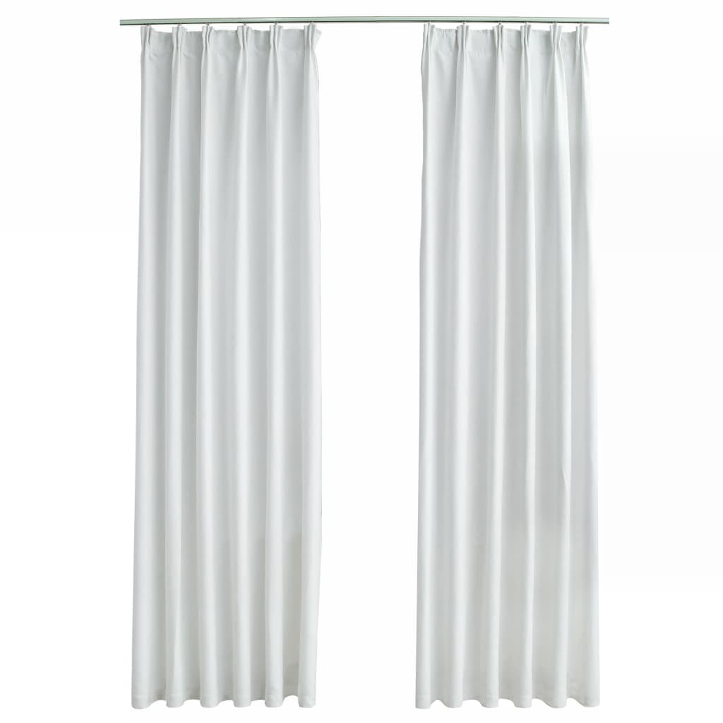Gordijnen Verduisterend Met Haken 2 St 140X225 Cm Gebroken Wit