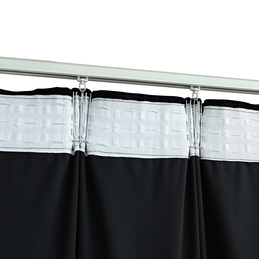 Gordijnen Verduisterend 2 St Met Haken 140X245 Cm Fluweel Zwart