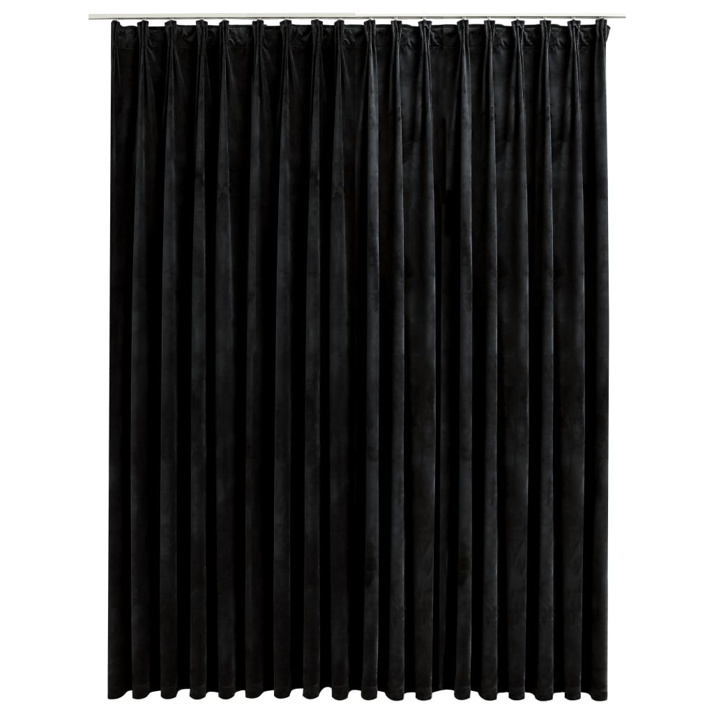 Gordijn Verduisterend Met Haken 290X245 Cm Fluweel Zwart