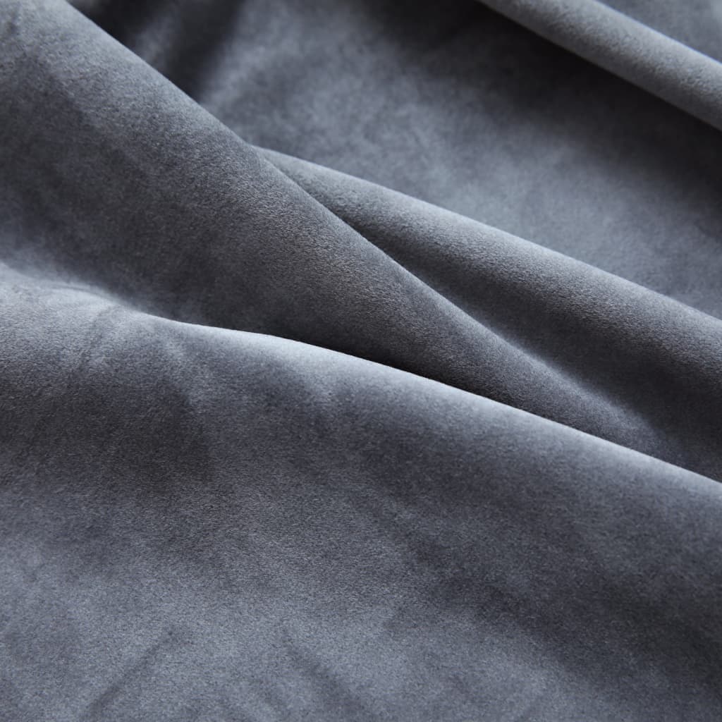 Gordijn Verduisterend Met Ringen 2 St 140X245 Cm Fluweel Zwart