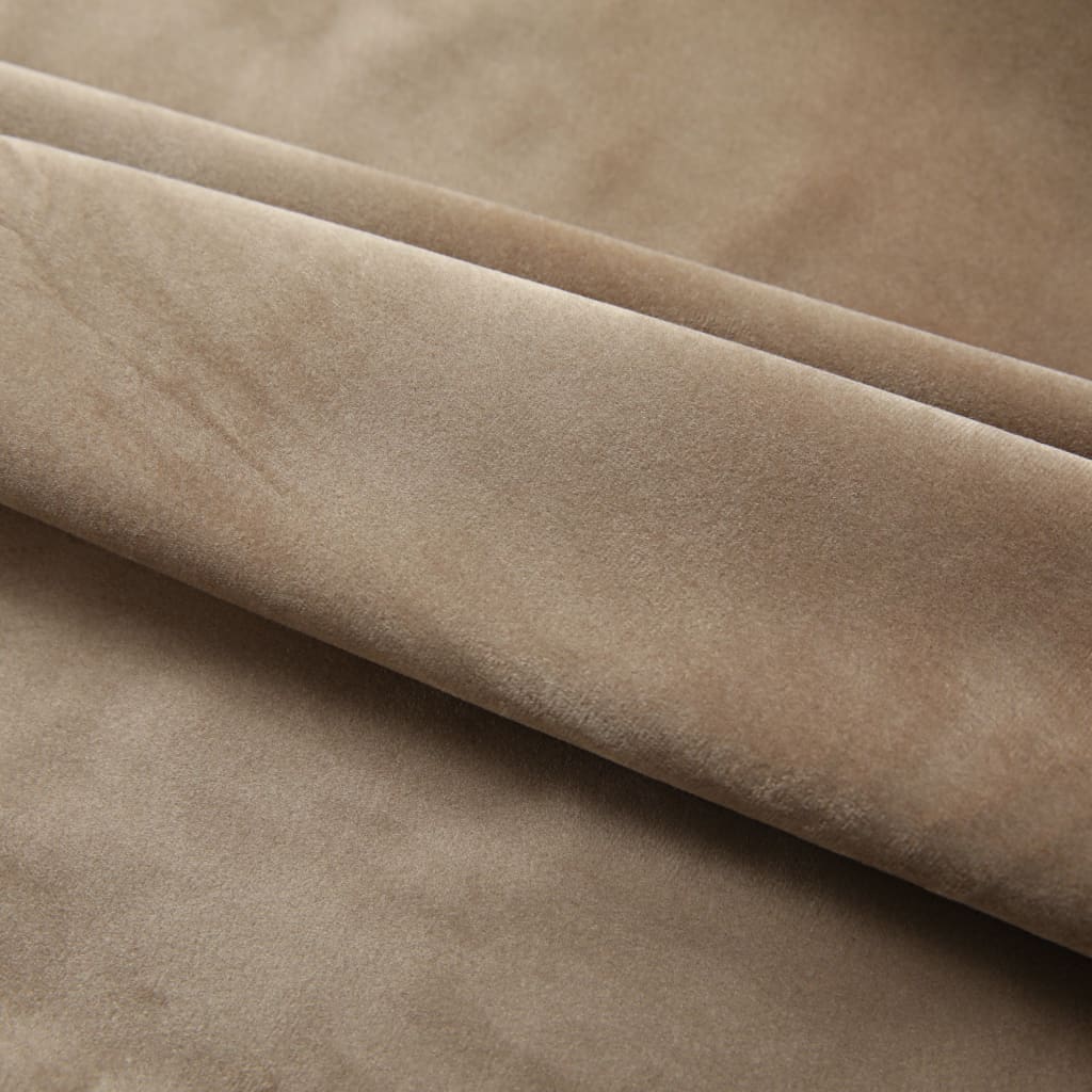 Gordijnen Verduisterend 2 St Met Haken 140X225 Cm Fluweel Beige