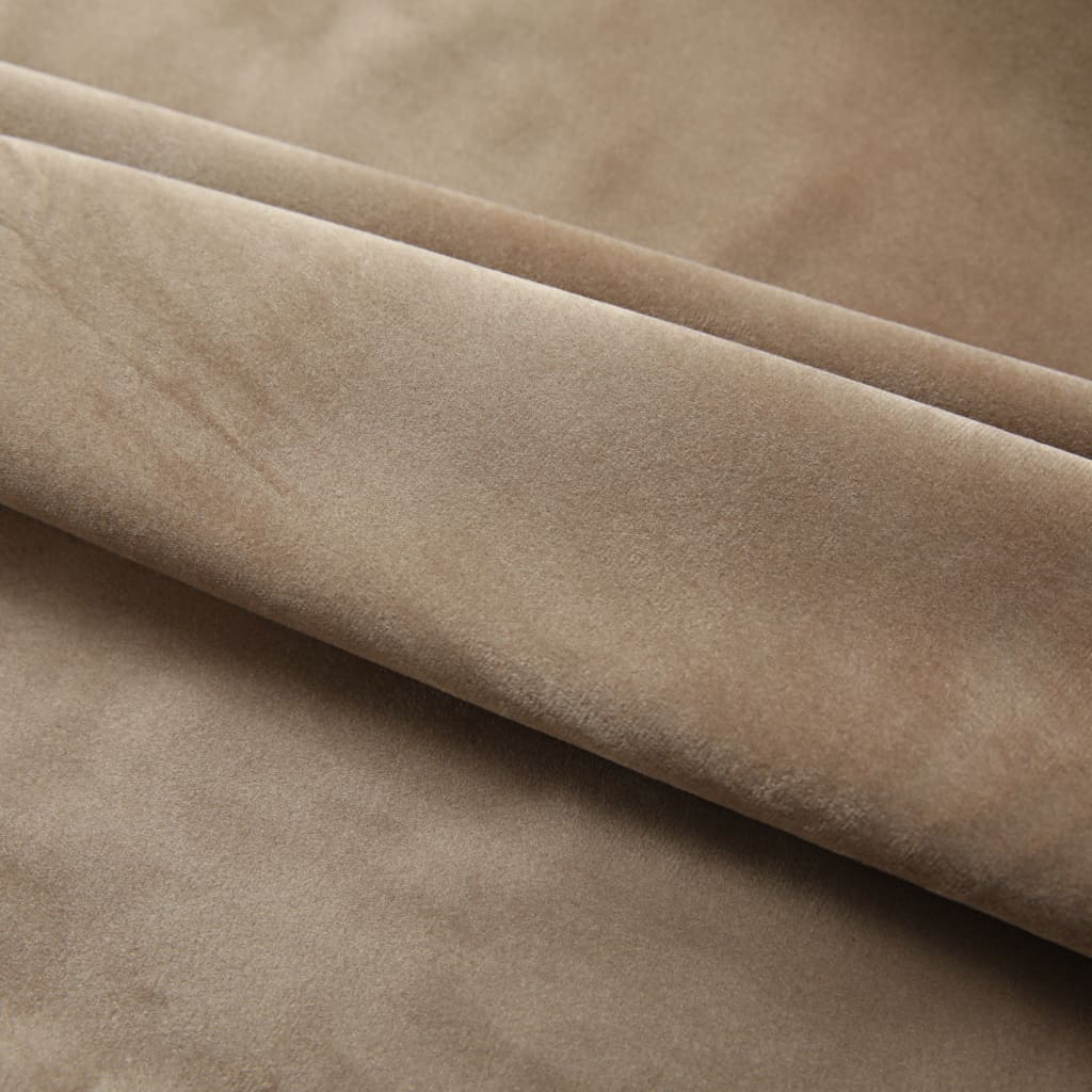 Gordijnen Verduisterend 2 St Met Haken 140X245 Cm Fluweel Beige