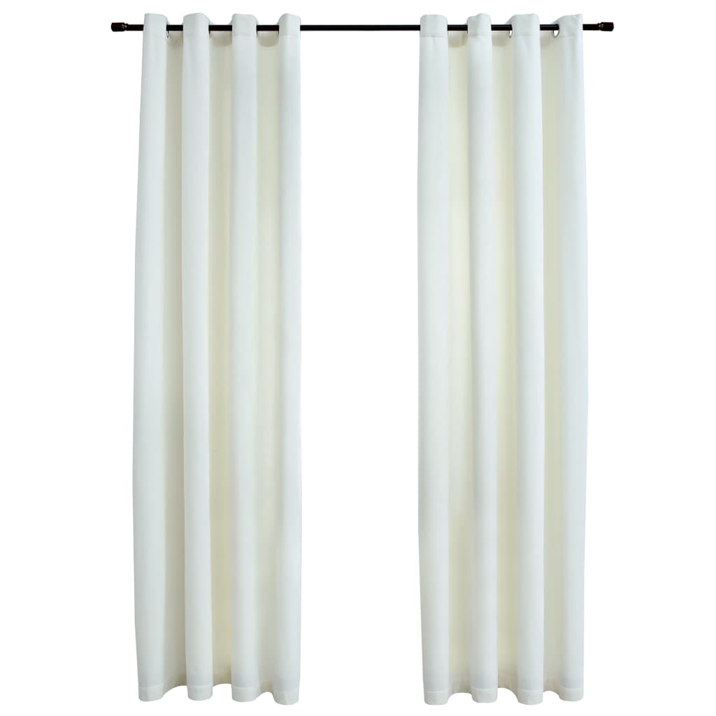 Gordijn Verduisterend Met Ringen 2 St 140X175 Cm Fluweel Crème