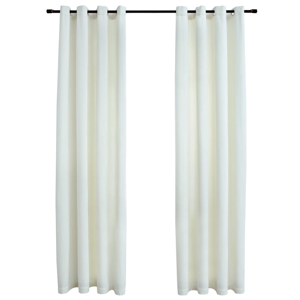 Gordijn Verduisterend Met Ringen 2 St 140X245 Cm Fluweel Crème