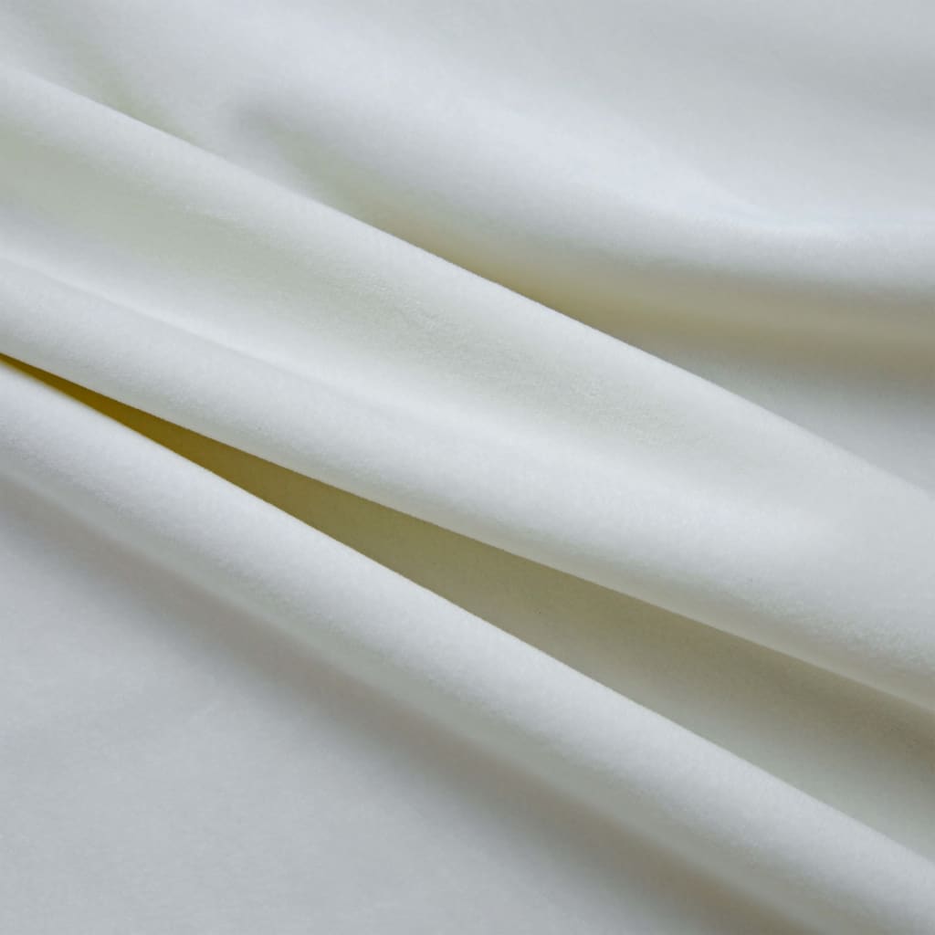 Gordijn Verduisterend Met Ringen 2 St 140X245 Cm Fluweel Crème