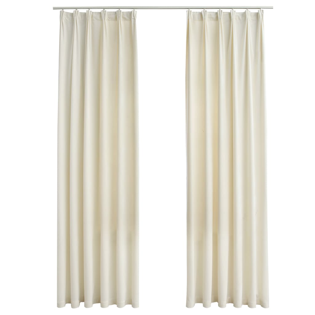 Gordijnen Verduisterend 2 St Met Haken 140X245 Cm Fluweel Crème