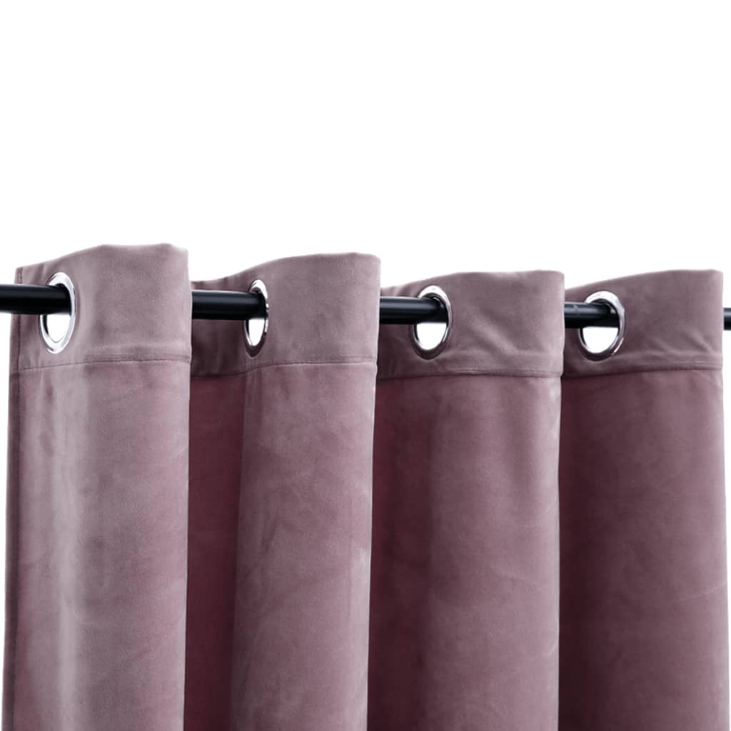 Gordijn Verduisterend Met Ringen 290X245 Cm Fluweel Antiekroze