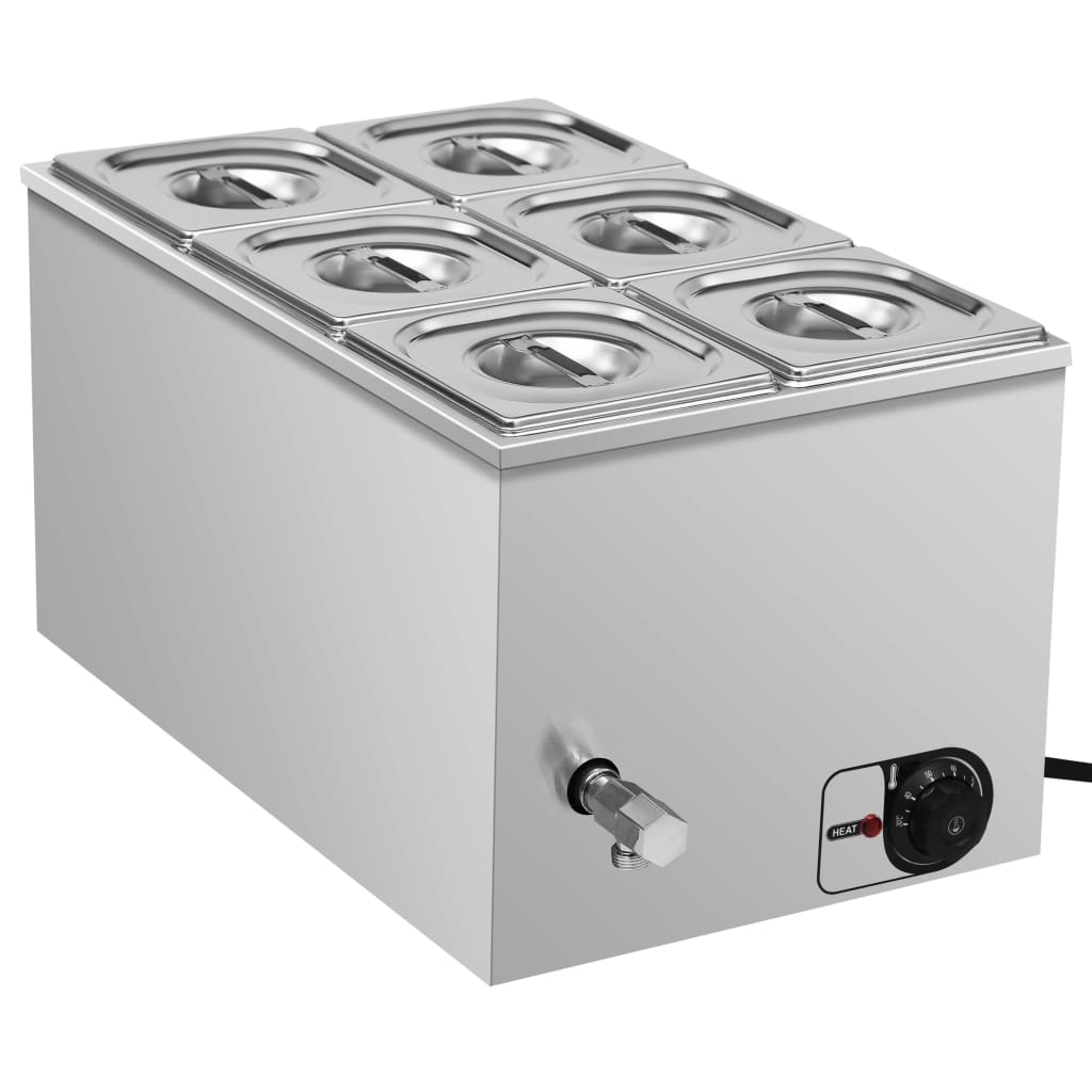 Voedselwarmer Bain-Marie 1500 W Gn 1/6 Roestvrij Staal