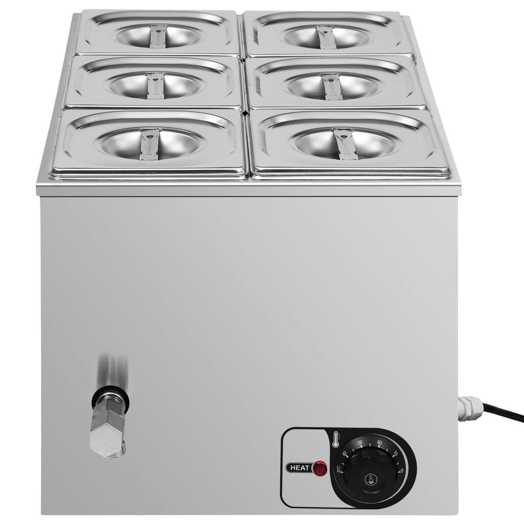 Voedselwarmer Bain-Marie 1500 W Gn 1/6 Roestvrij Staal