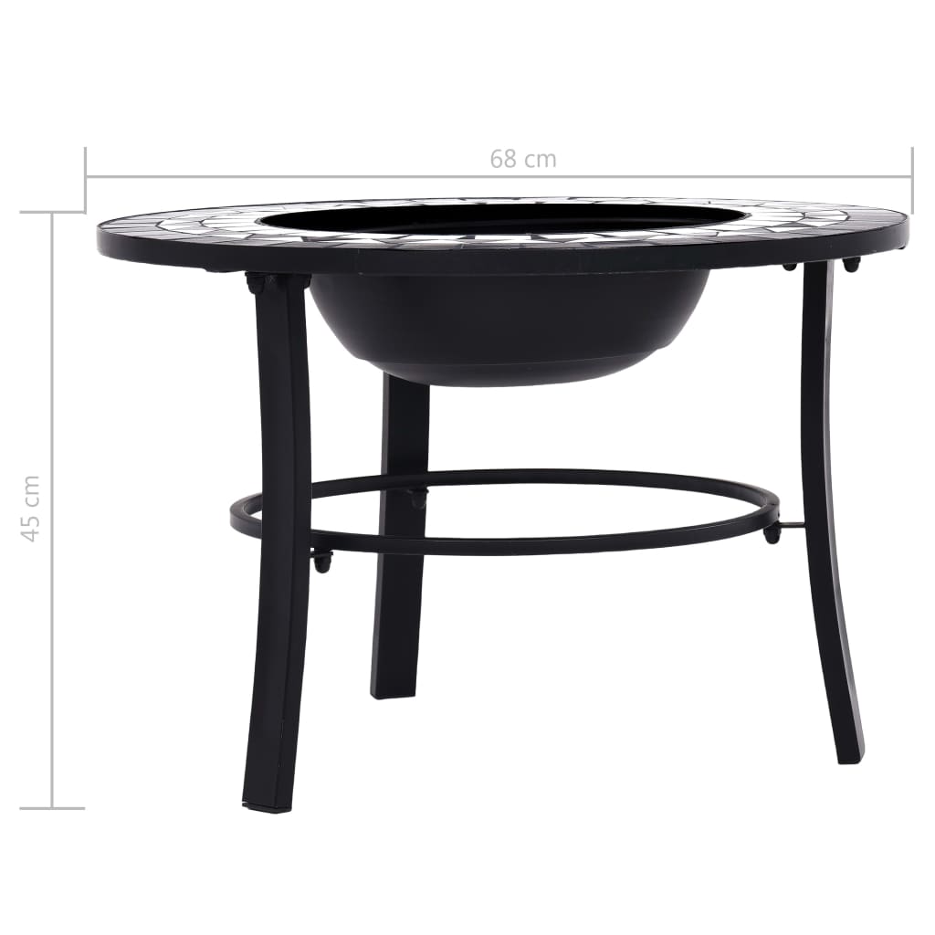 Vuurschaal Mozaïek 68 Cm Keramiek Zwart En Wit