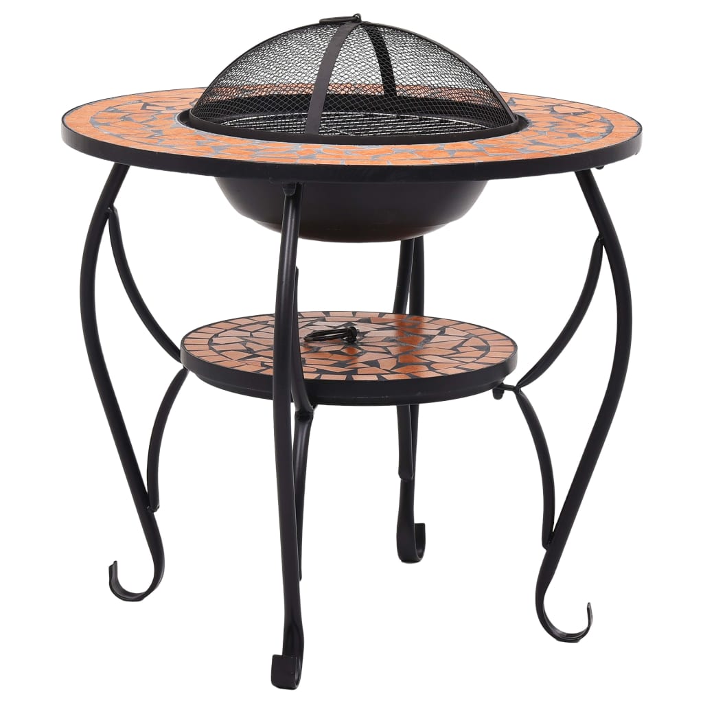 Vuurtafel Mozaïek 68 Cm Keramiek Terracottakleurig