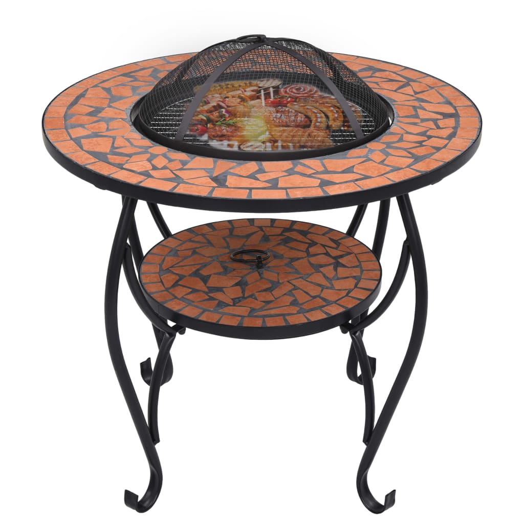 Vuurtafel Mozaïek 68 Cm Keramiek Terracottakleurig
