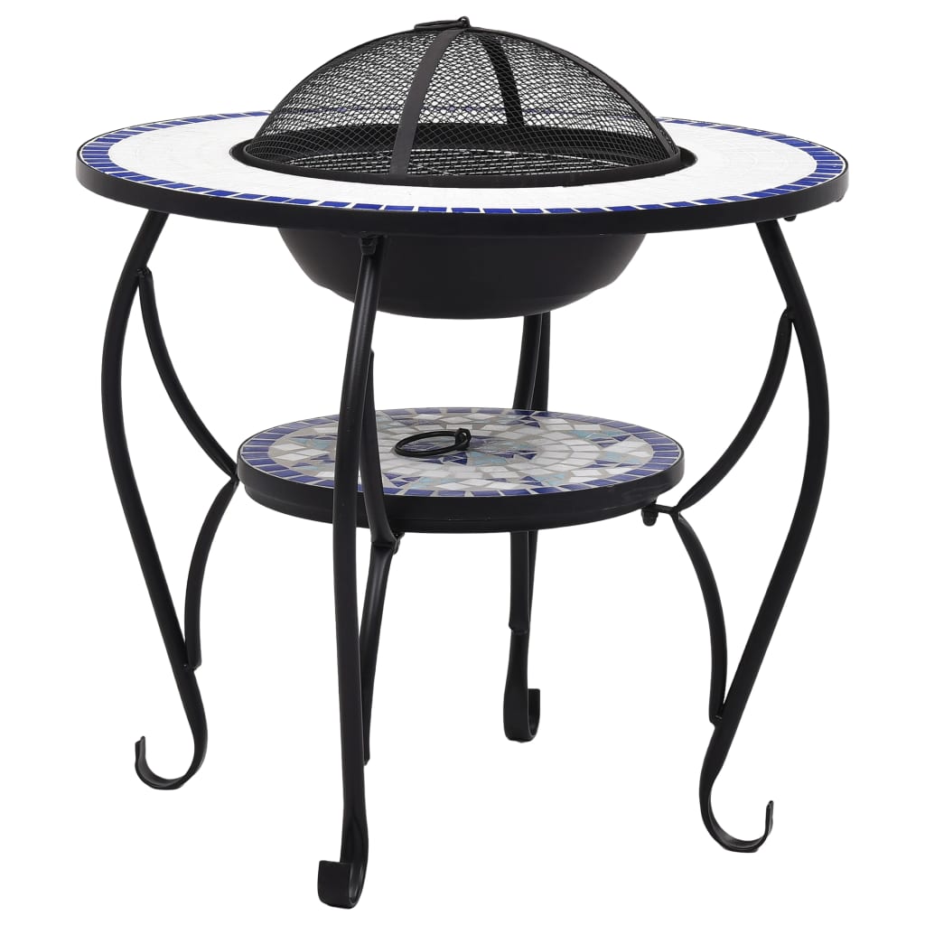 Vuurtafel Mozaïek 68 Cm Keramiek Blauw En Wit