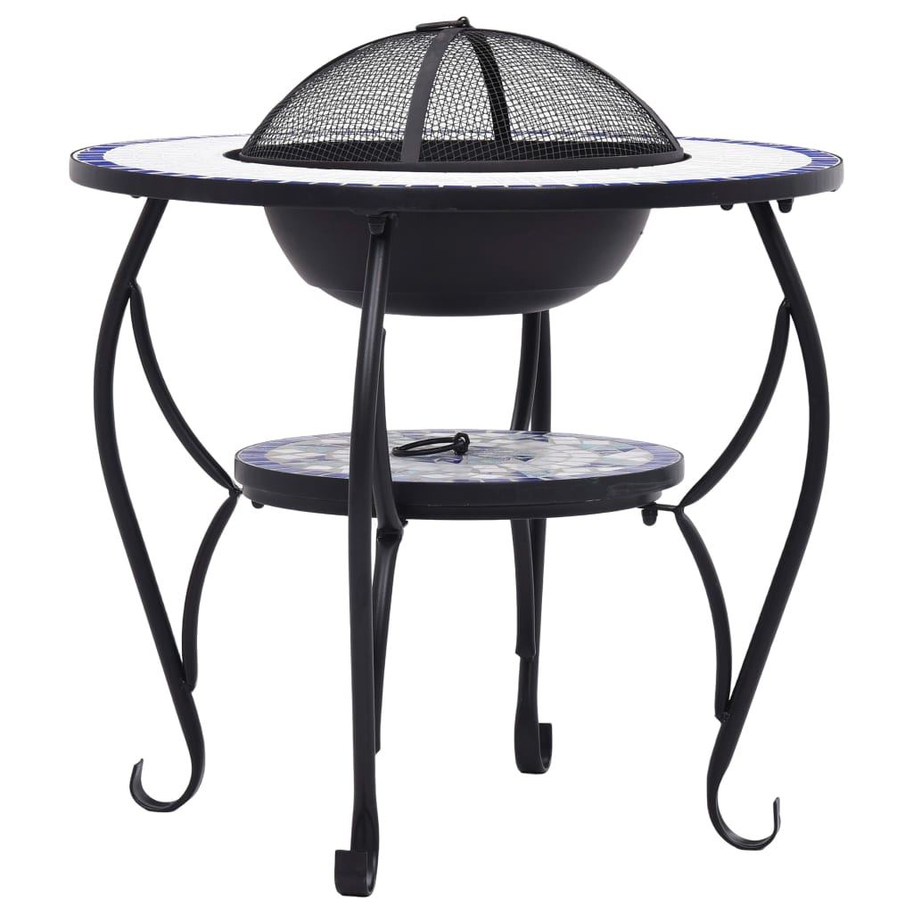 Vuurtafel Mozaïek 68 Cm Keramiek Blauw En Wit