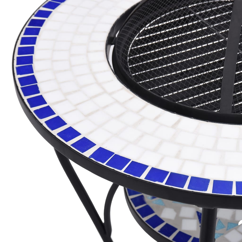 Vuurtafel Mozaïek 68 Cm Keramiek Blauw En Wit