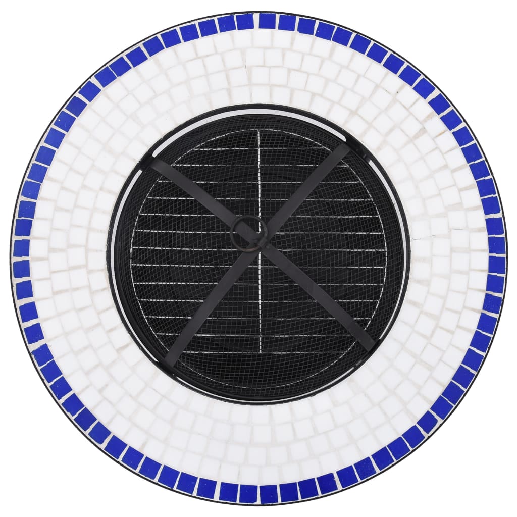 Vuurtafel Mozaïek 68 Cm Keramiek Blauw En Wit