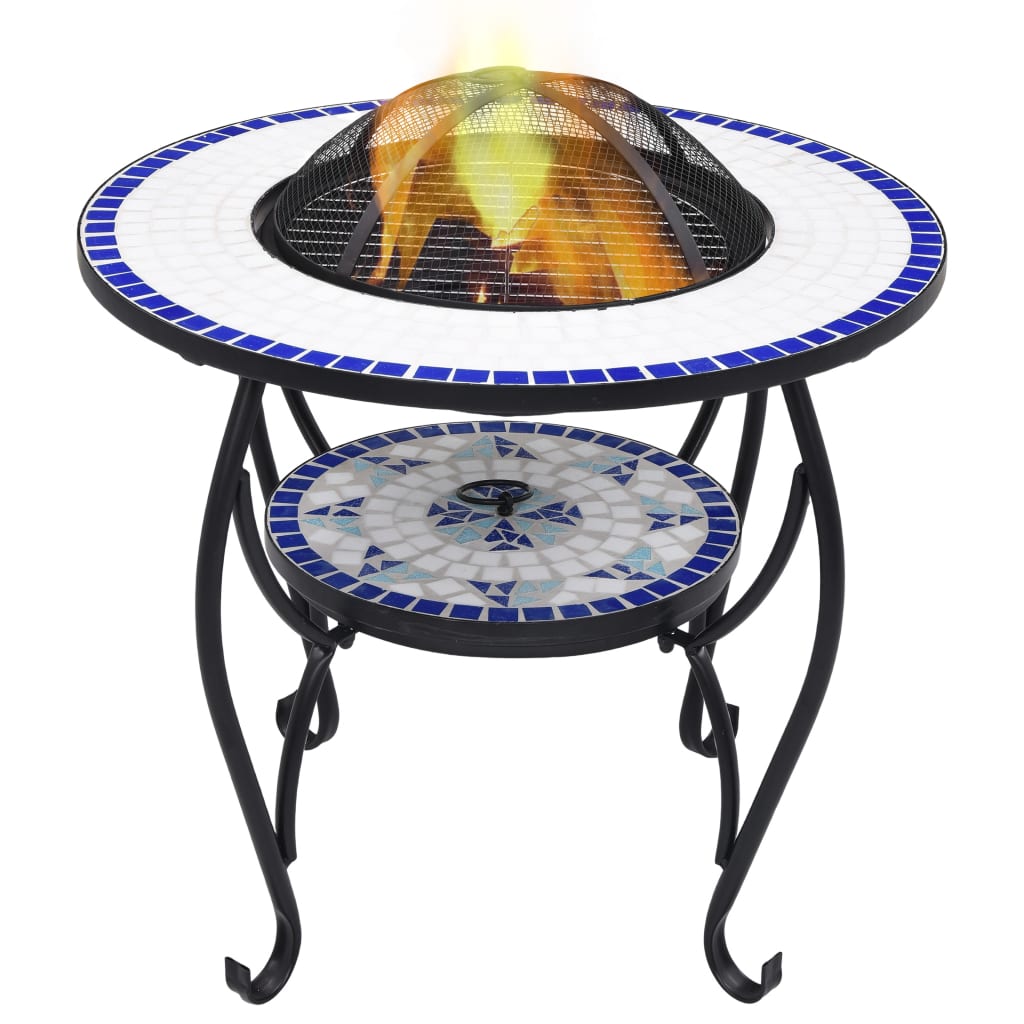 Vuurtafel Mozaïek 68 Cm Keramiek Blauw En Wit