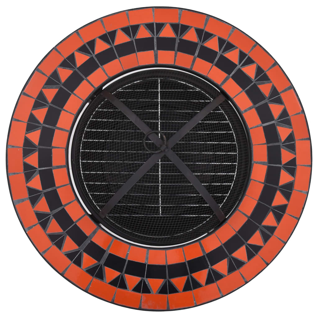 Vuurtafel Mozaïek 68 Cm Keramiek Terracottakleurig En Wit