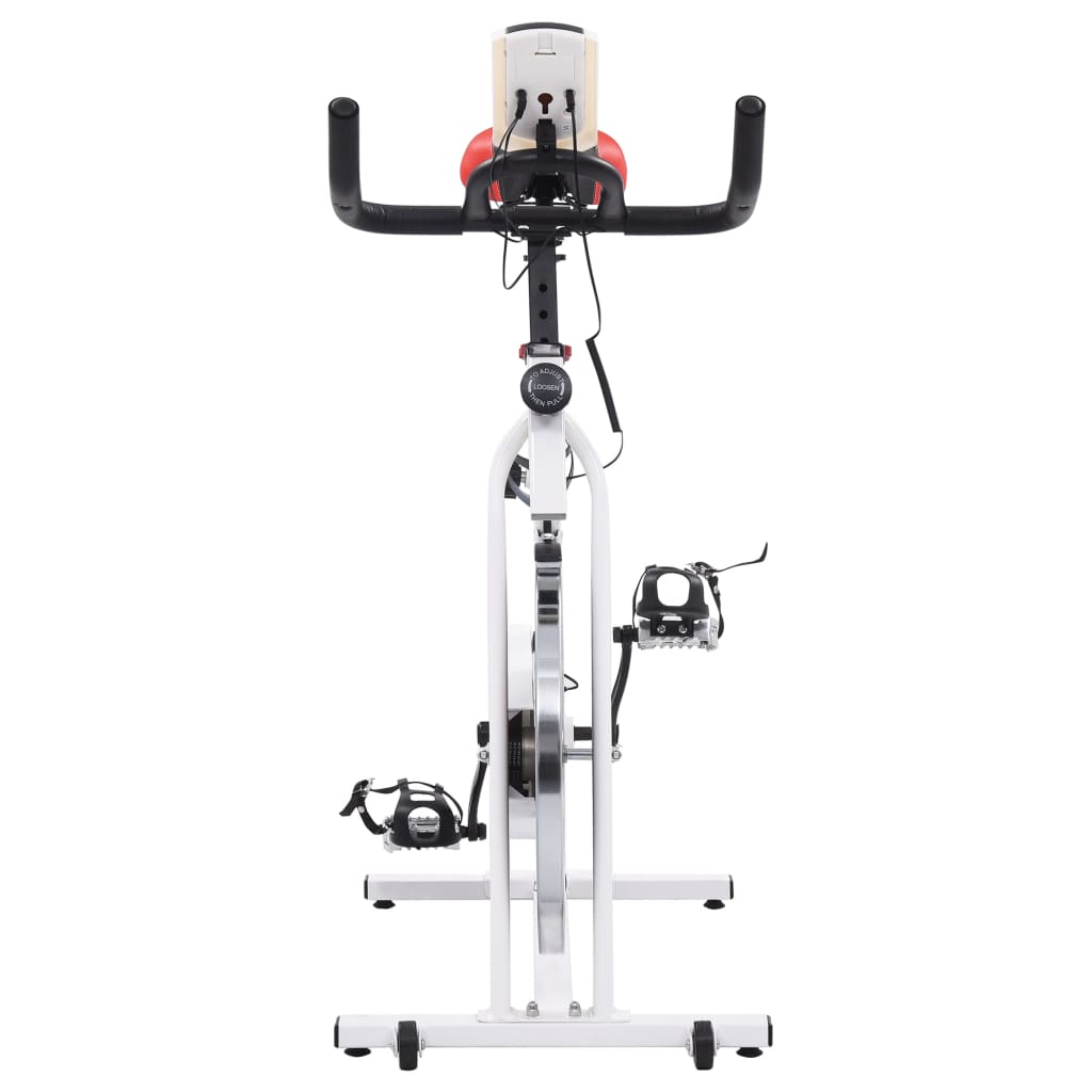 Hometrainer Met Hartslagsensoren Wit En Rood