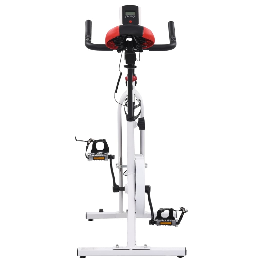 Hometrainer Met Hartslagsensoren Wit En Rood