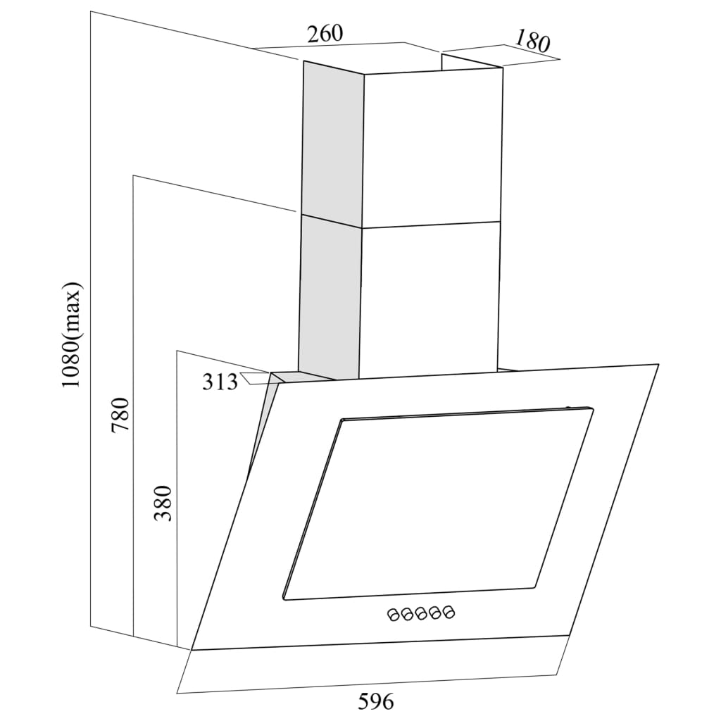 Wandafzuigkap 60 Cm Roestvrij Staal Gehard Glas Zilverkleurig
