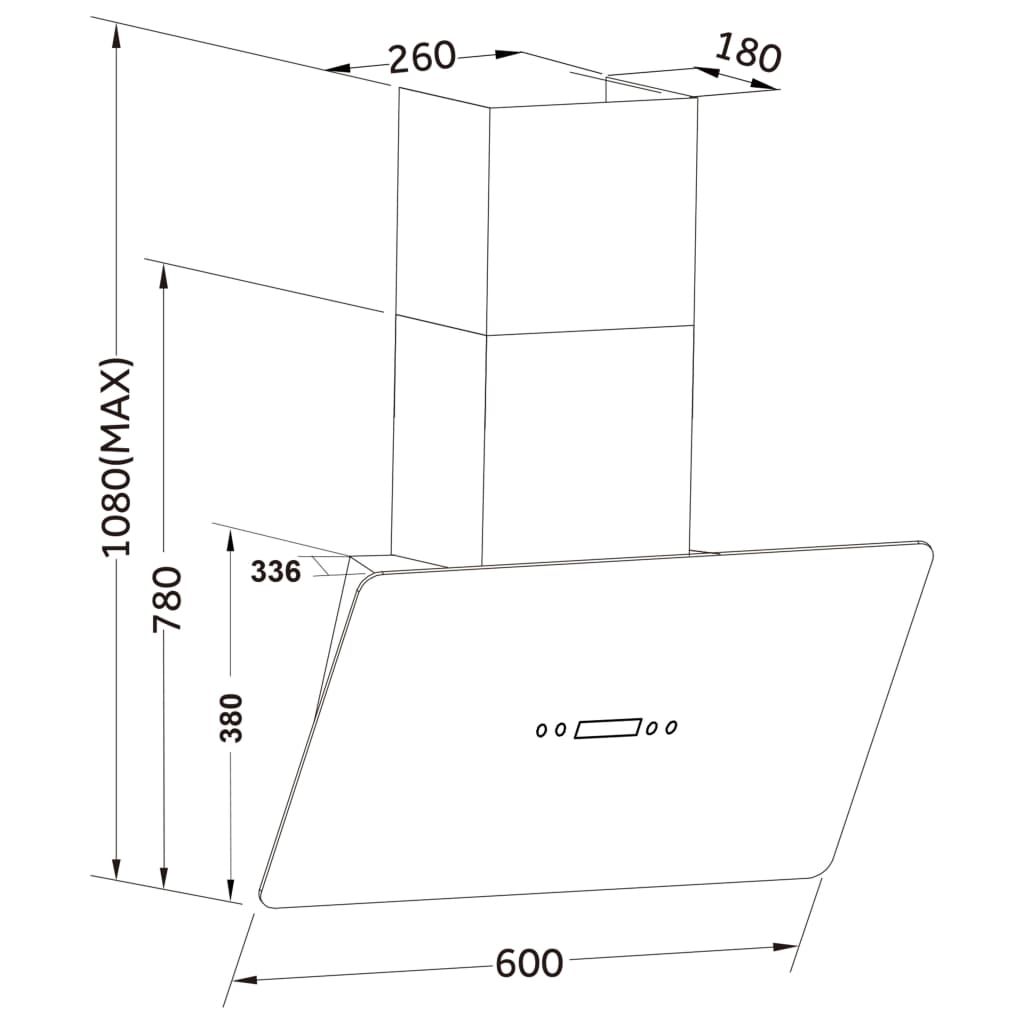 Wandafzuigkap 60 Cm Roestvrij Staal En Gehard Glas Zwart