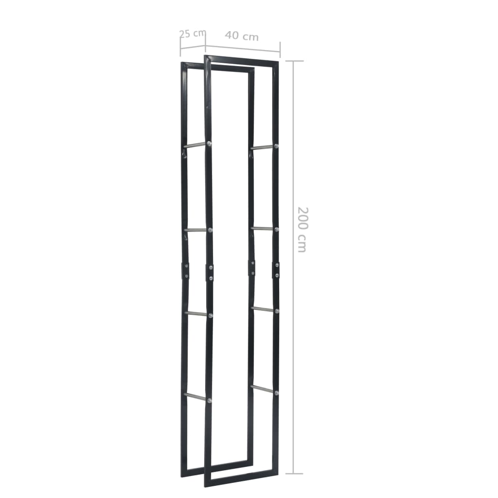 Haardhoutrek 40X25X200 Cm Staal Zwart