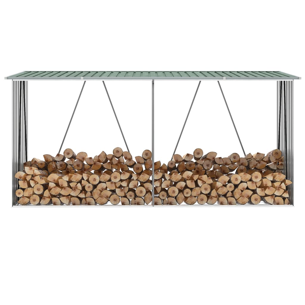 Haardhoutschuur 330X84X152 Cm Gegalvaniseerd Staal Groen