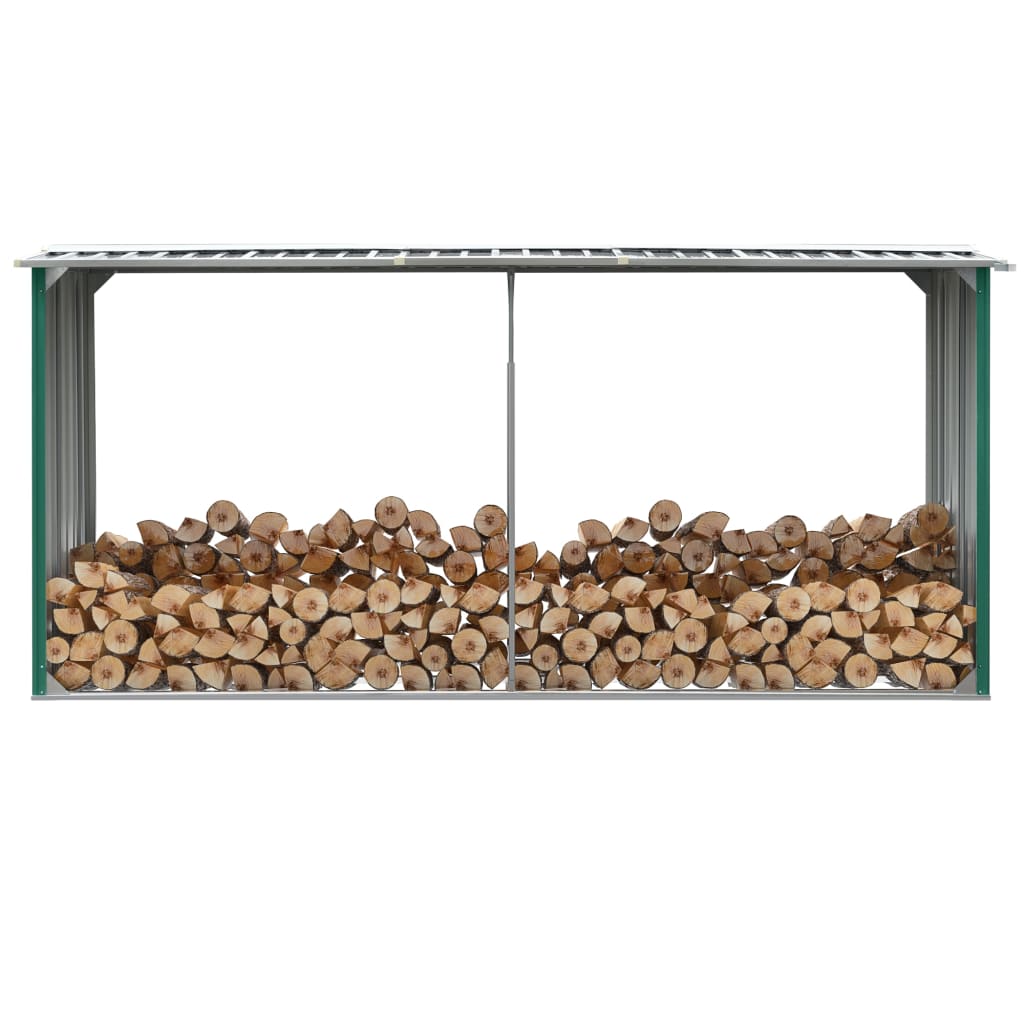 Haardhoutschuur 330X92X153 Cm Gegalvaniseerd Staal Groen