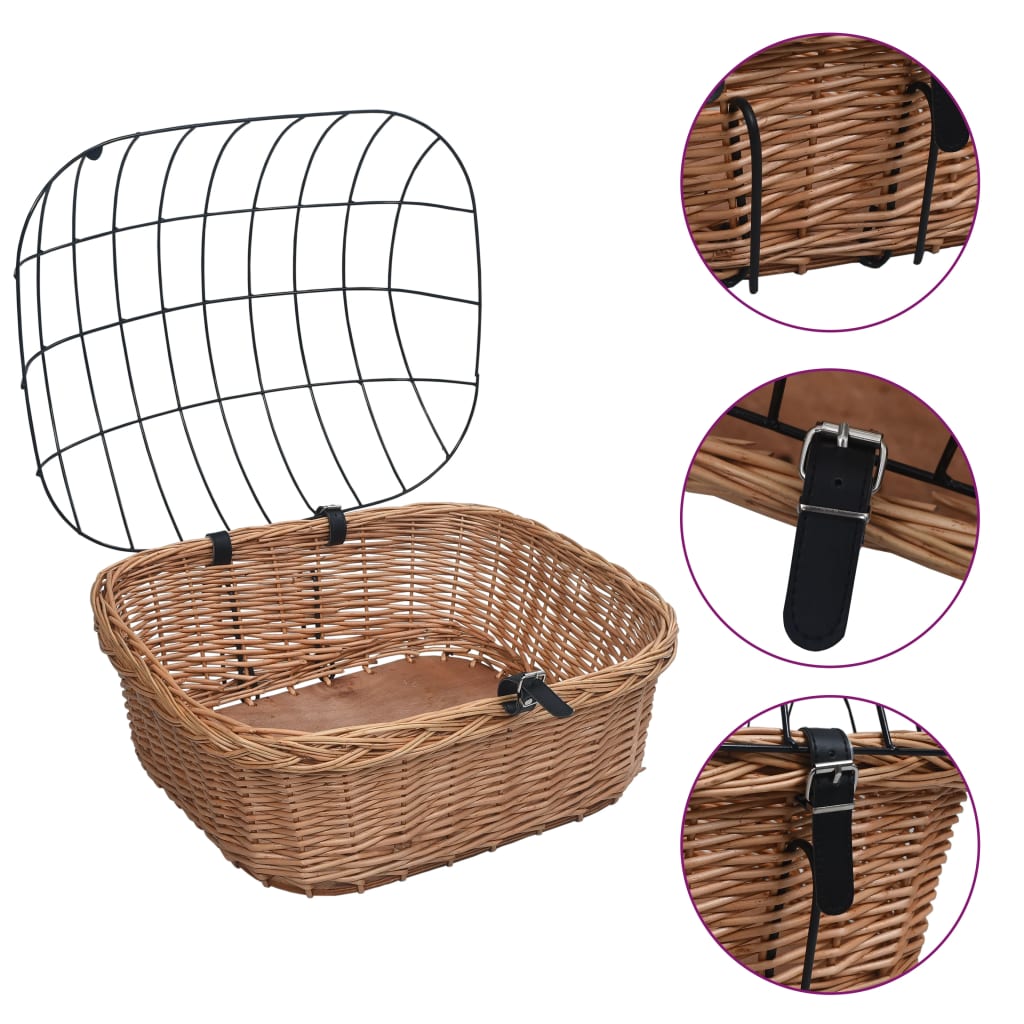 Fietsstuurmand Met Deksel 50X45X35 Cm Natuurlijk Wilgen