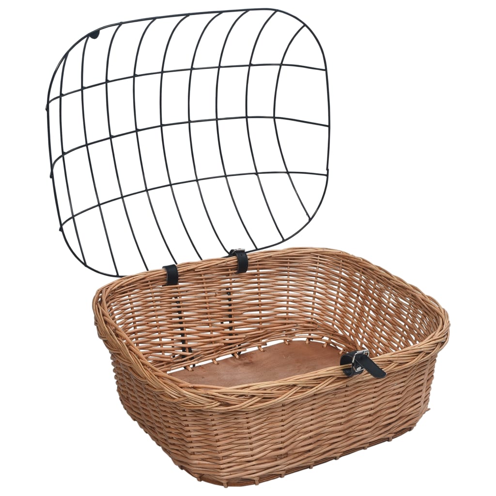 Fietsstuurmand Met Deksel 50X45X35 Cm Natuurlijk Wilgen