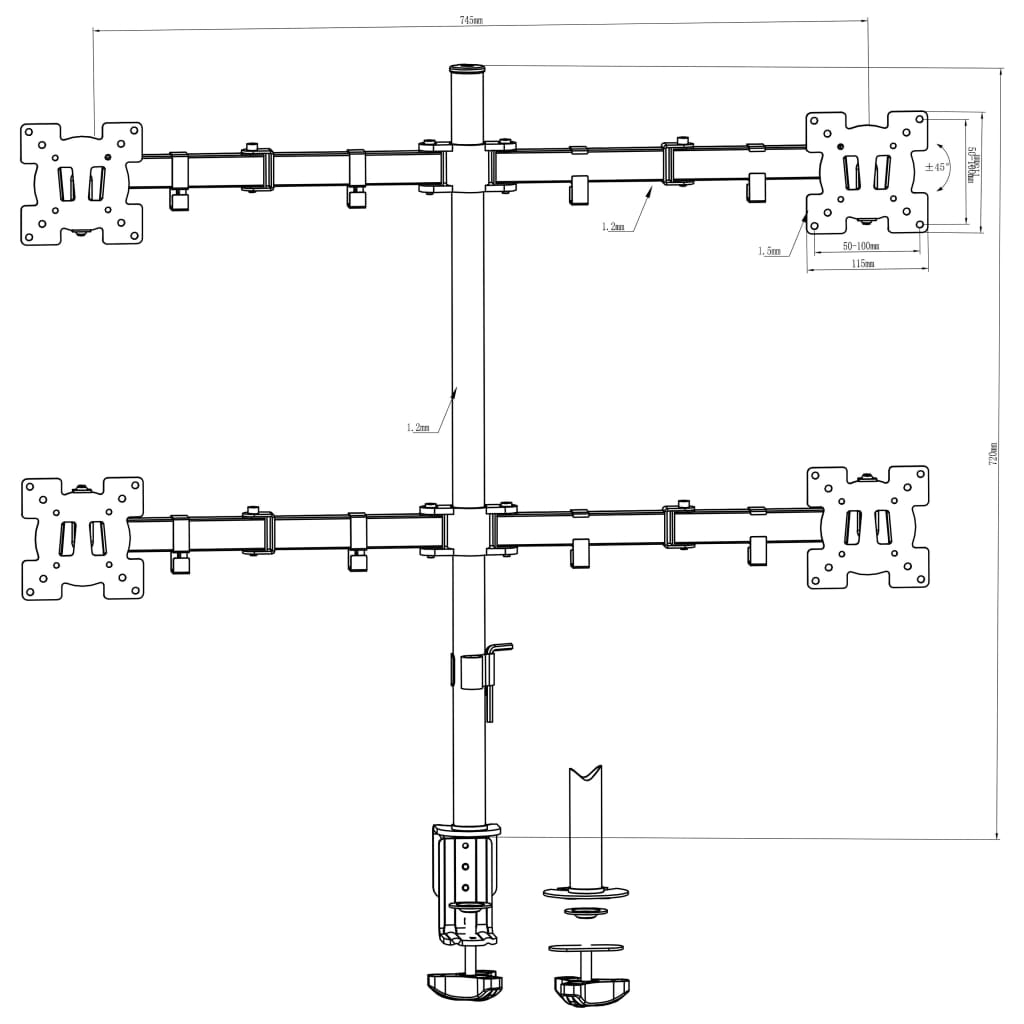 Monitorbeugel 4-Armig 13"-23"