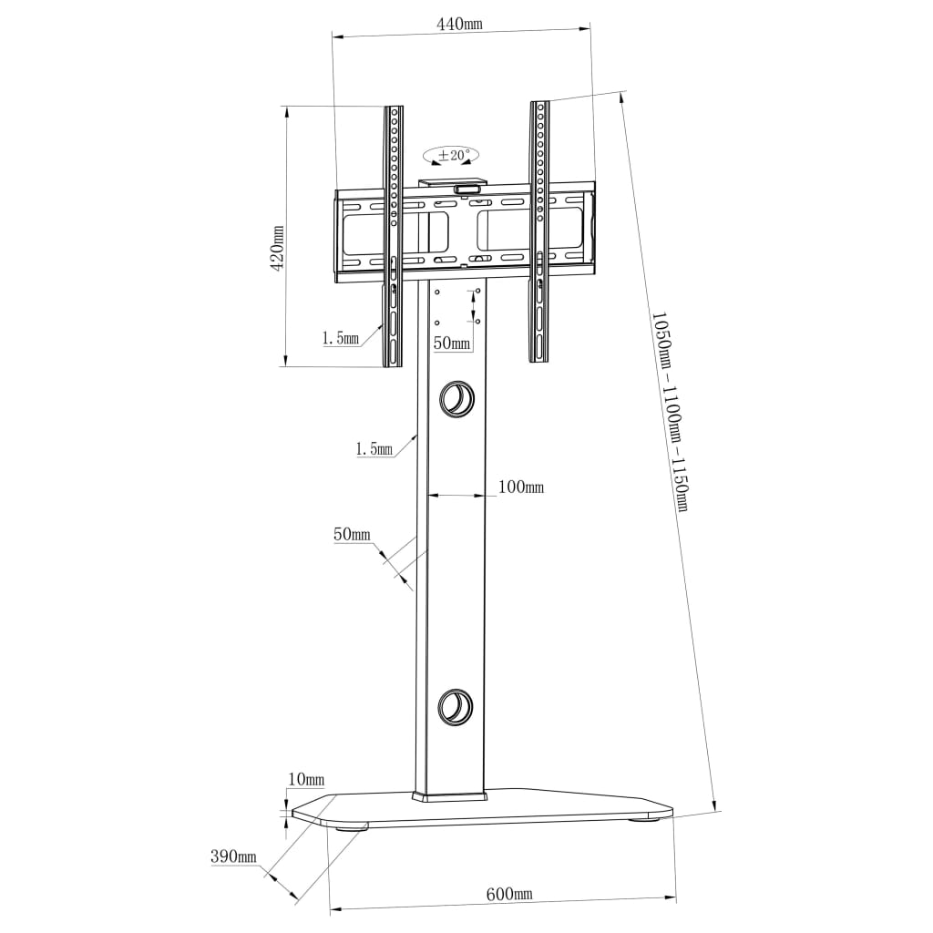 Tv-Vloerstandaard Draaibaar Vesa 400X400 Mm