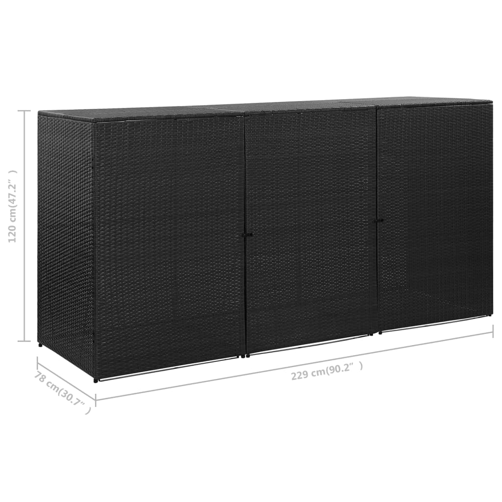 Containerberging Driedubbel 229X78X120 Cm Poly Rattan Zwart