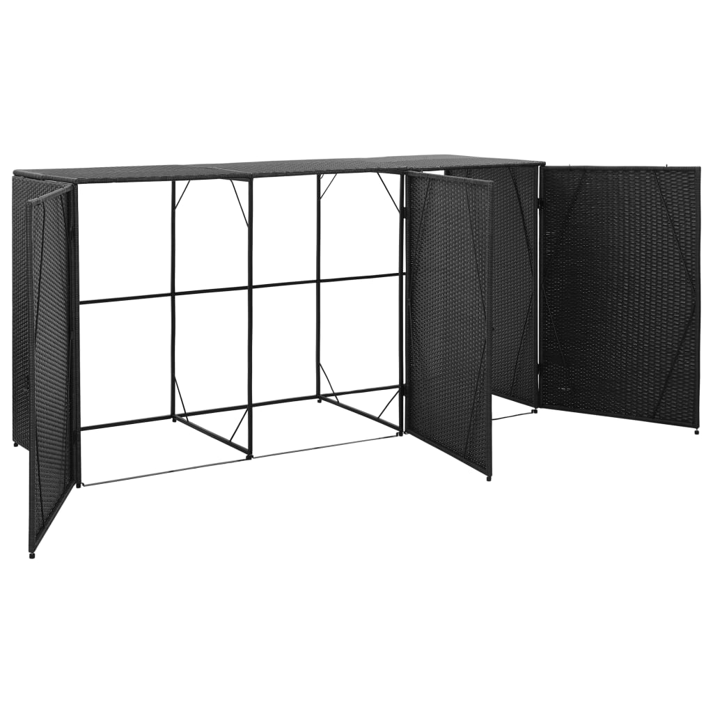 Containerberging Driedubbel 229X78X120 Cm Poly Rattan Zwart