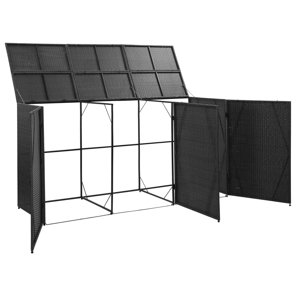 Containerberging Driedubbel 229X78X120 Cm Poly Rattan Zwart