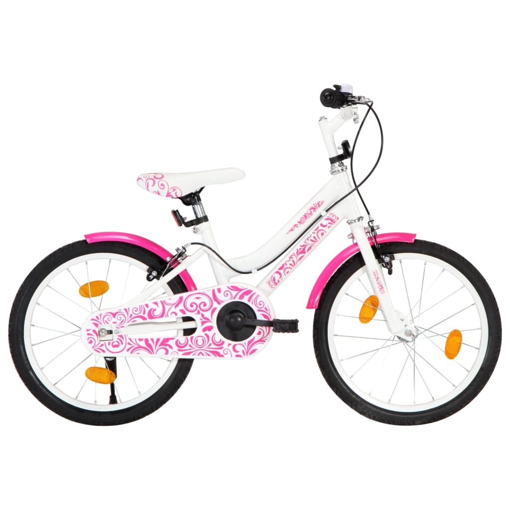 Kinderfiets 18 Inch Roze En Wit