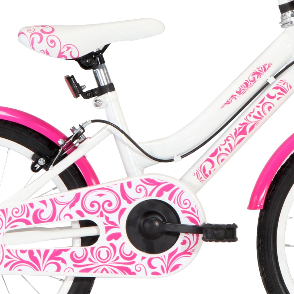Kinderfiets 18 Inch Roze En Wit