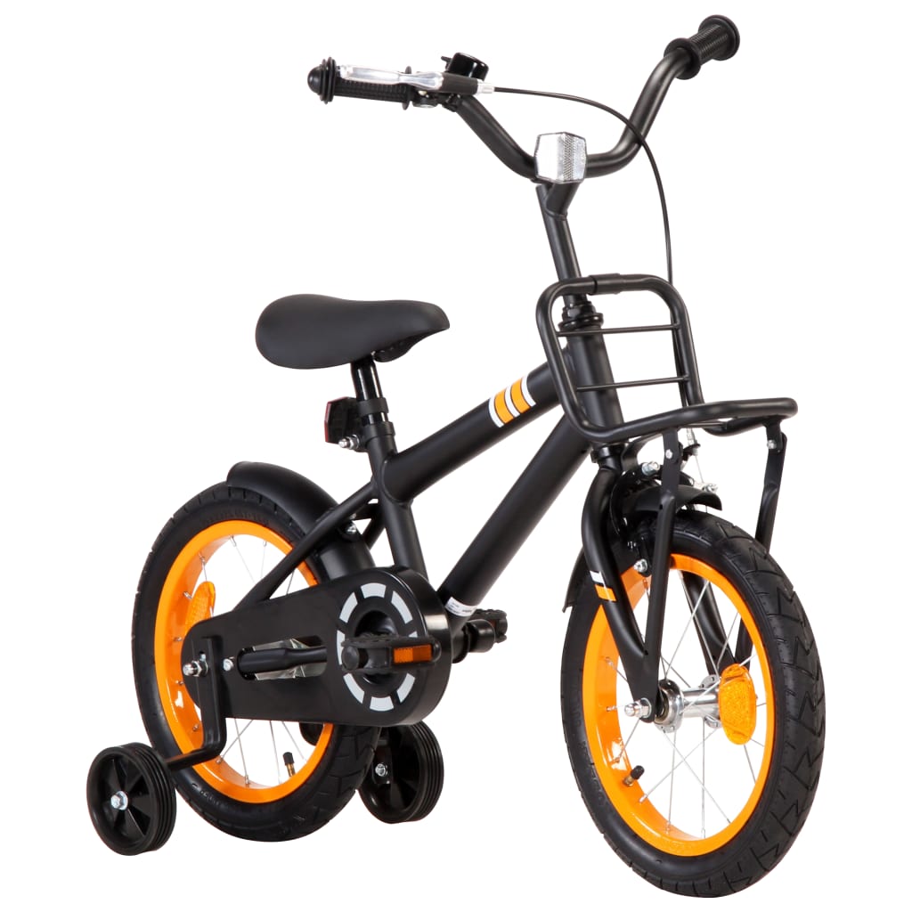 Kinderfiets Met Voordrager 14 Inch Zwart En Oranje