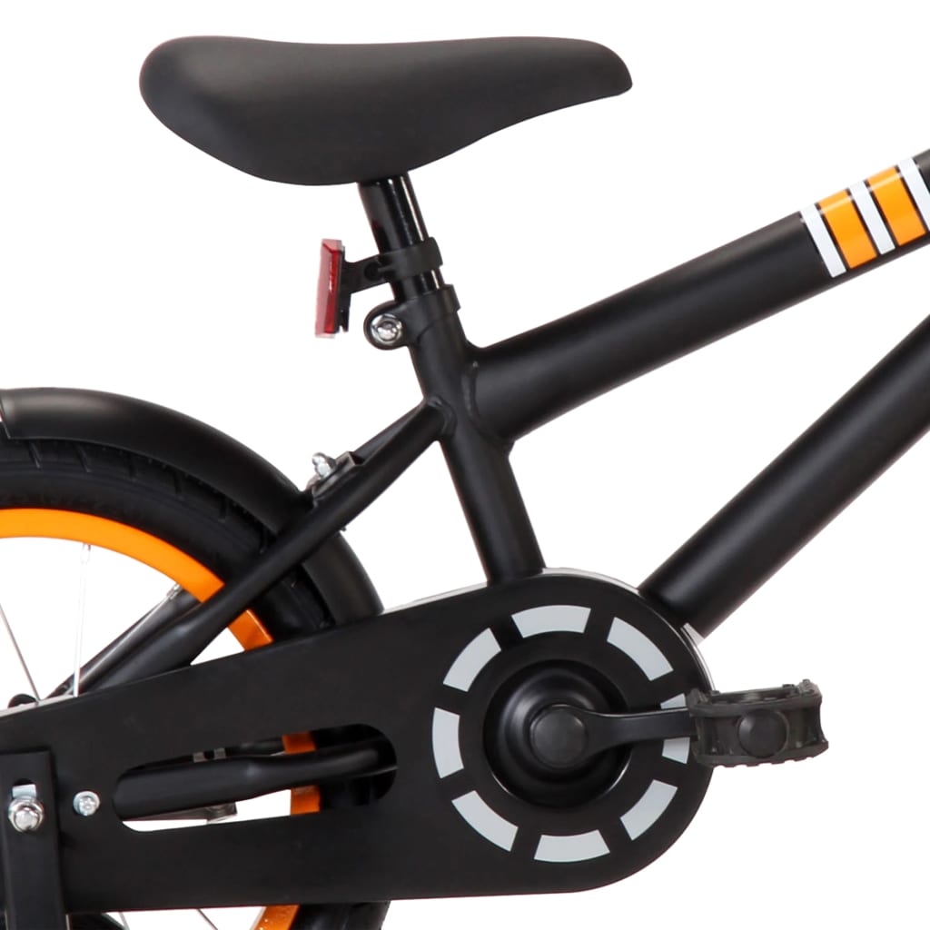 Kinderfiets Met Voordrager 14 Inch Zwart En Oranje
