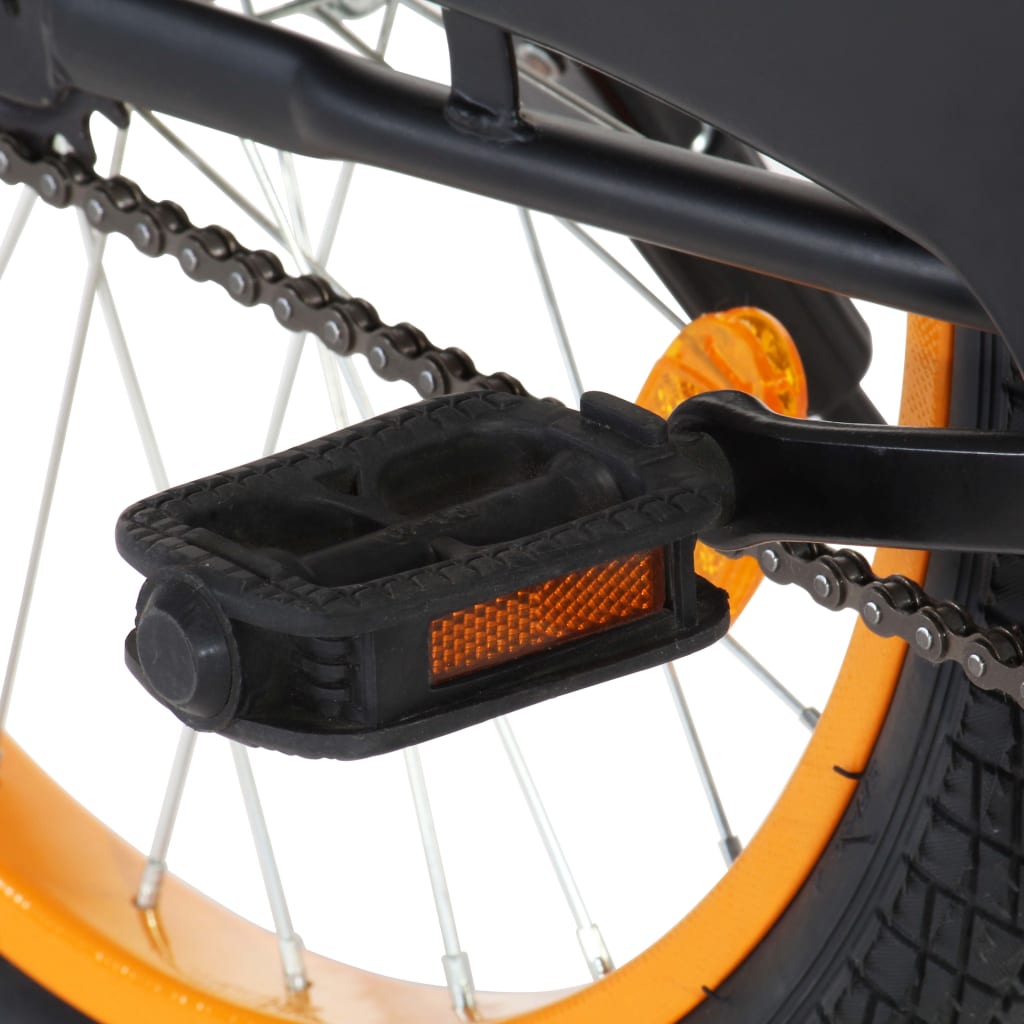 Kinderfiets Met Voordrager 18 Inch Zwart En Oranje
