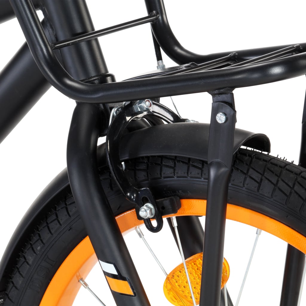 Kinderfiets Met Voordrager 18 Inch Zwart En Oranje