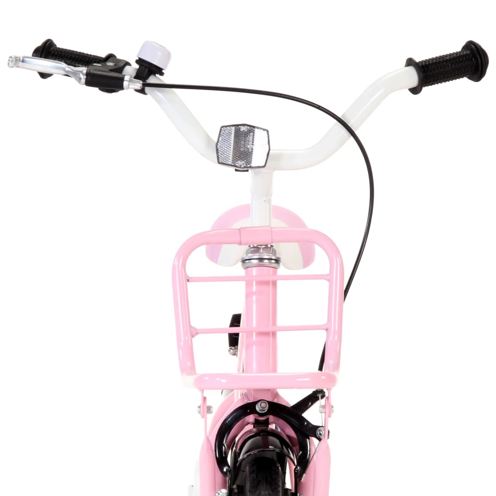Kinderfiets Met Voordrager 12 Inch Wit En Roze