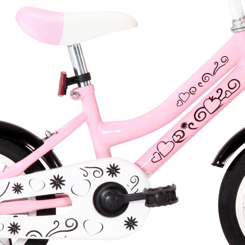 Kinderfiets Met Voordrager 12 Inch Wit En Roze