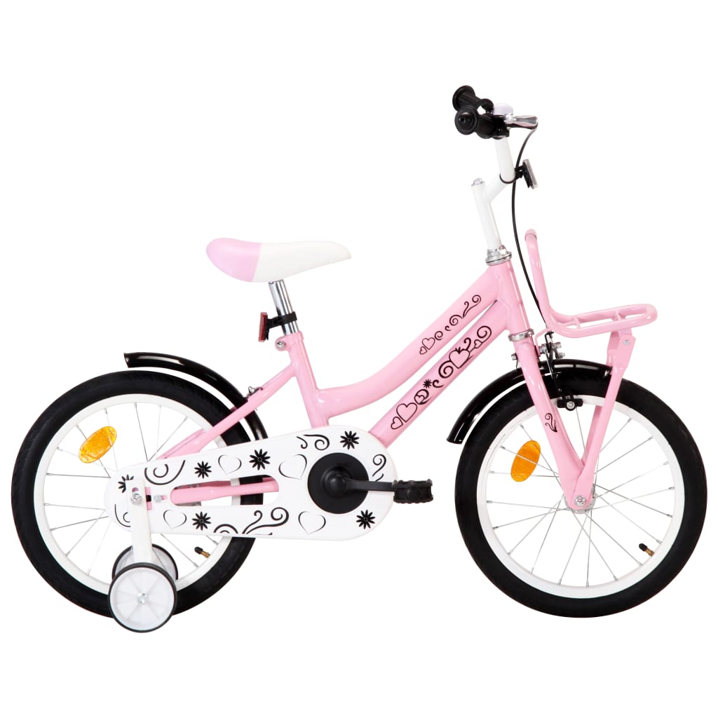 Kinderfiets Met Voordrager 16 Inch Wit En Roze