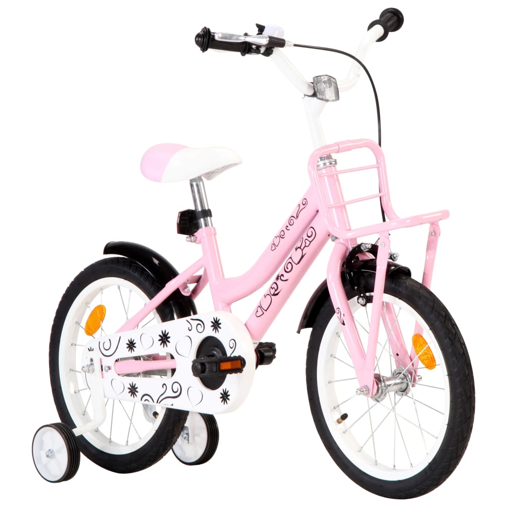 Kinderfiets Met Voordrager 16 Inch Wit En Roze